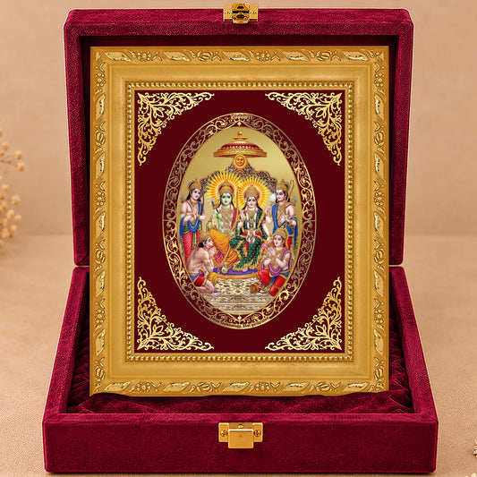24K Gold-Plated Ram Darbar Frame | Premium Gift Box | 21.5x17.5 CM
