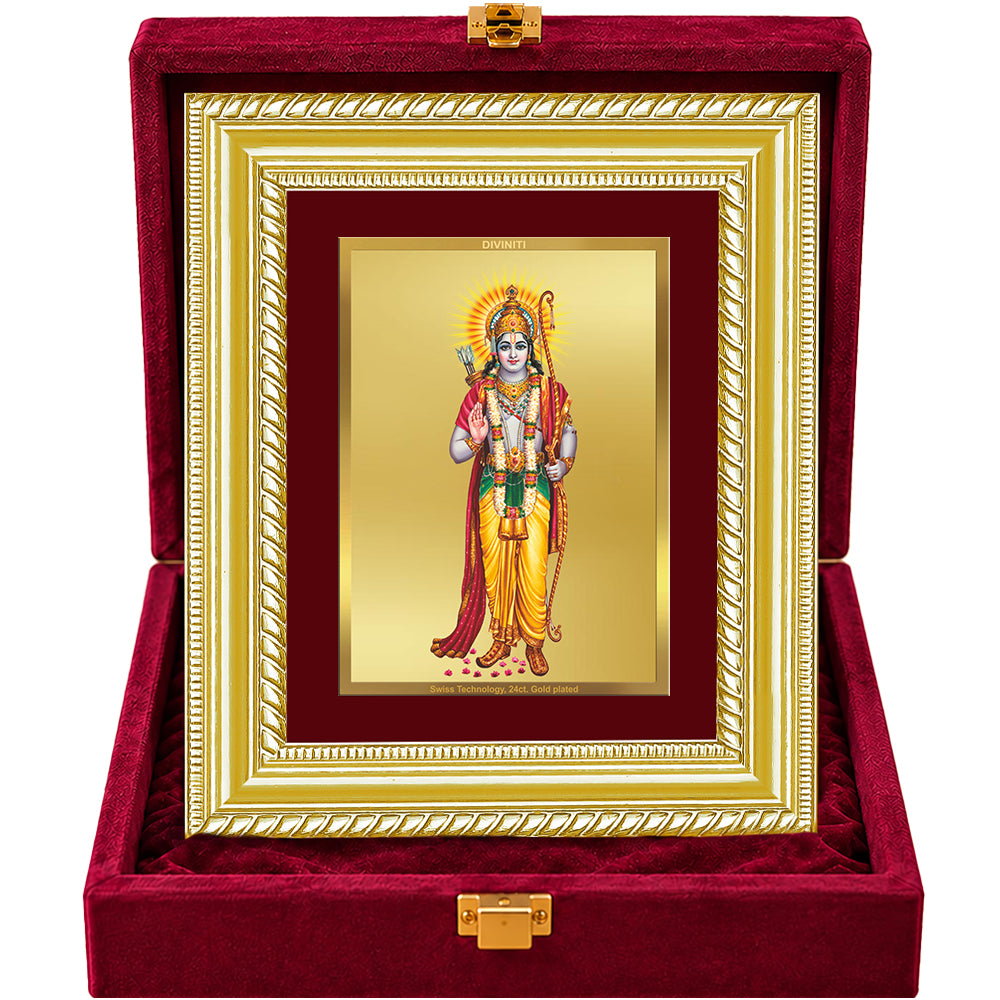 24K Gold-Plated Lord Ram Ji Frame | Premium Gift Box | 21.5x17.5 CM