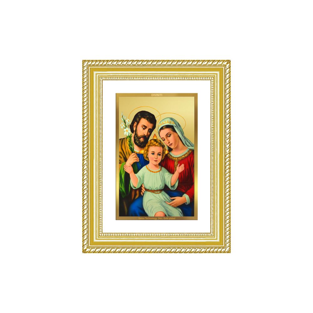 Diviniti 24K Gold Plated Holy Family (Classic) Divine Wall Frame for Home Mandir & Office Decor | Luxury Spiritual Gift