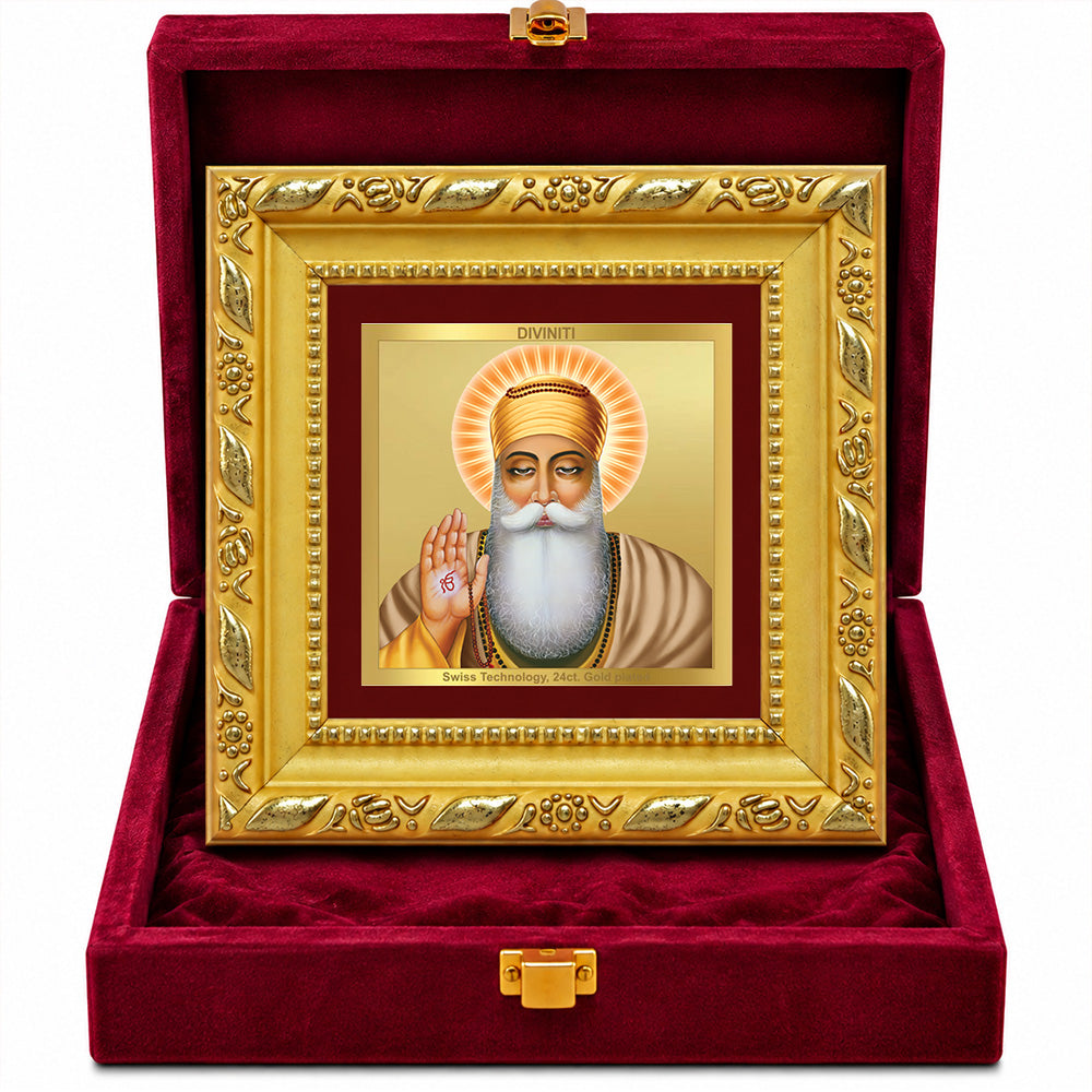 24K Gold-Plated Guru Nanak Frame | Premium Gift Box | 10x10 CM