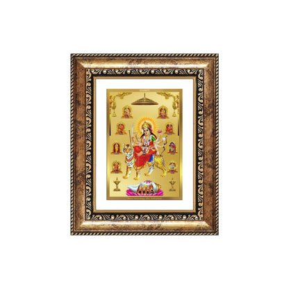 Diviniti 24K Gold Plated Nav Durga (Classic) Divine Wall and Table Top Frame for Home Mandir & Office Decor | Luxury Spiritual Gift