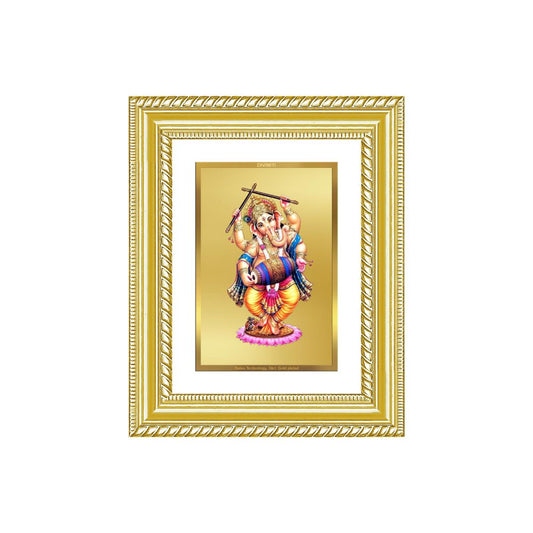Diviniti 24K Gold Plated Dancing Ganesha (Classic) Divine Wall and Table Top Frame for Home Mandir & Office Decor | Luxury Spiritual Gift