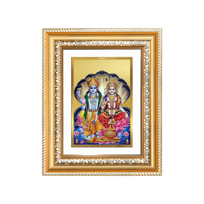 Diviniti 24K Gold Plated Vishnu Lakshmi (Classic) Divine Wall and Table Top Frame for Home Mandir & Office Decor | Luxury Spiritual Gift