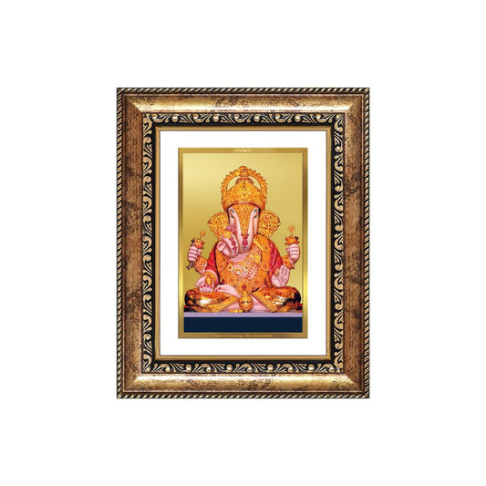 Diviniti 24K Gold Plated Dagadu Ganesha (Classic) Divine Wall and Table Top Frame for Home Mandir & Office Decor | Luxury Spiritual Gift