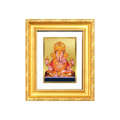 DIVINITI 24K Gold Plated Foil Dagdu Ganesha Photo Frame for Home Decor, Prosperity, Luck DG 103 Size 1 (15.3x14.9 CM)