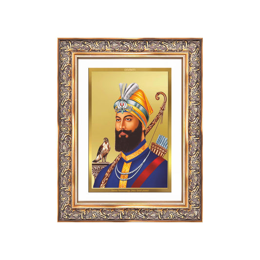 Diviniti 24K Gold Plated Guru Gobind Singh Ji (Classic) Sacred Sikh Wall Frame for Home Decor & Office Ambiance | Premium Spiritual Gift