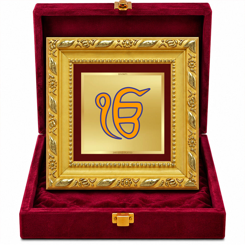 24K Gold-Plated Ik Onkar Frame | Premium Gift Box | 10x10 CM