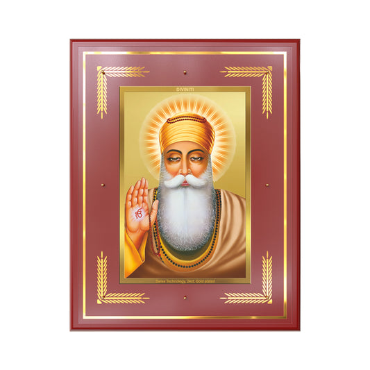 Guru Nanak Dev Ji Wall Photo Frame in 24K Gold Plated Foil | Peace, Wisdom & Divine Blessings