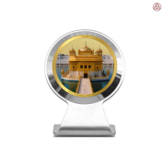 Sachkhand Shri Darbar Sahib Golden Temple | Divine Golden Temple Car Dashboard & Tabletop Photo Frame in 24K Gold Plated Foil