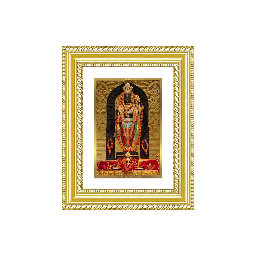Diviniti 24K Gold Plated Ram Lalla (Classic) Divine Wall and Table Top Frame for Home Mandir & Office Decor | Luxury Spiritual Gift