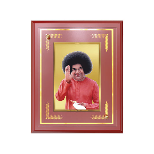 Diviniti 24K Gold Plated Satya Sai Baba Blessing Tabletop Photo Frame | Faith, Love & Divine Grace