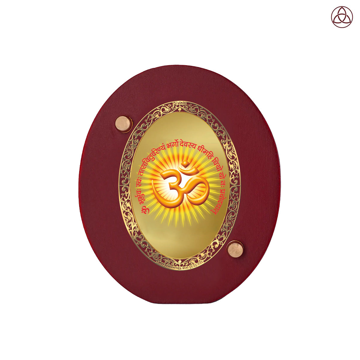 Om & Gayatri Mantra Car Dashboard & Tabletop Photo Frame in 24K gold plated royal foil