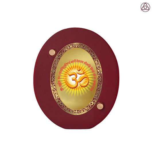 Om & Gayatri Mantra Car Dashboard & Tabletop Photo Frame in 24K gold plated royal foil