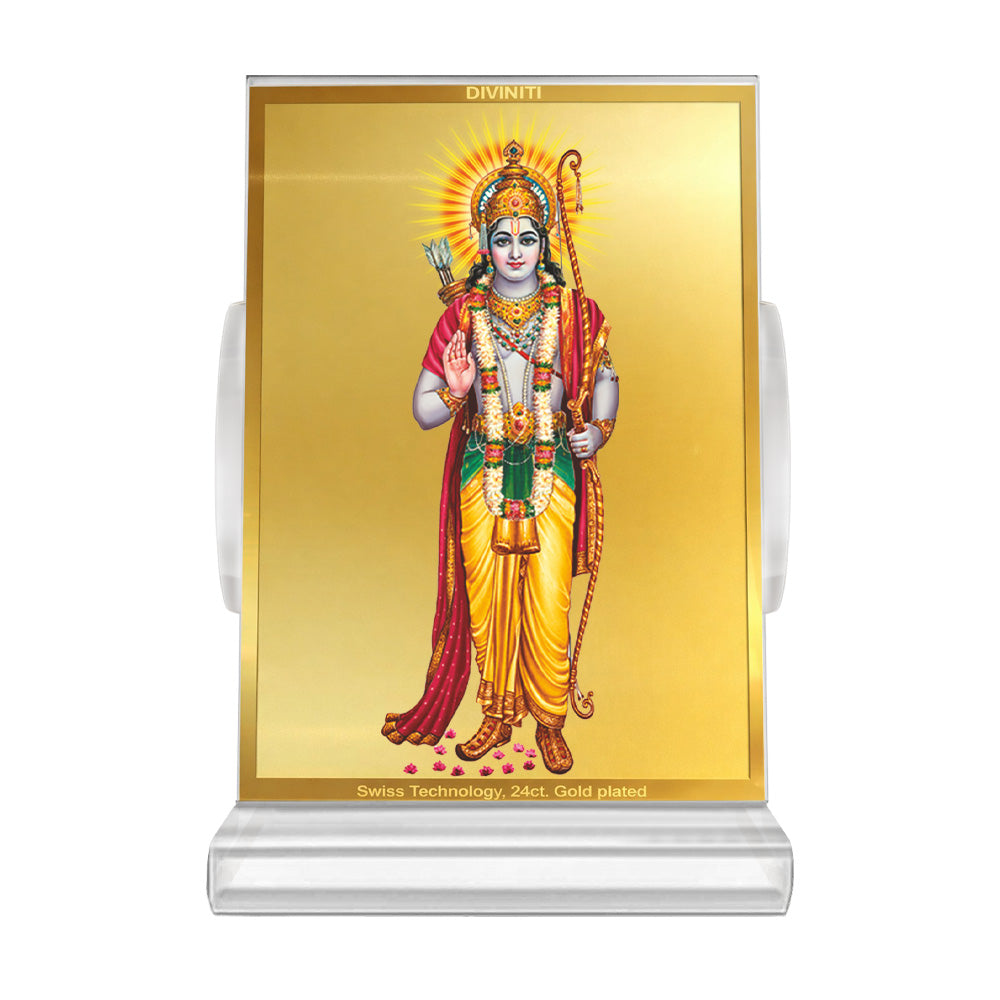 Ram Ji | Divine Lord Ram Car Dashboard & Tabletop Photo Frame in 24K Gold Plated Foil