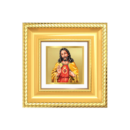 Diviniti Jesus Christ Tabletop Photo Frame in 24K Gold Plated Foil | Faith, Love & Divine Blessings | DG015S1A (10x10 CM)