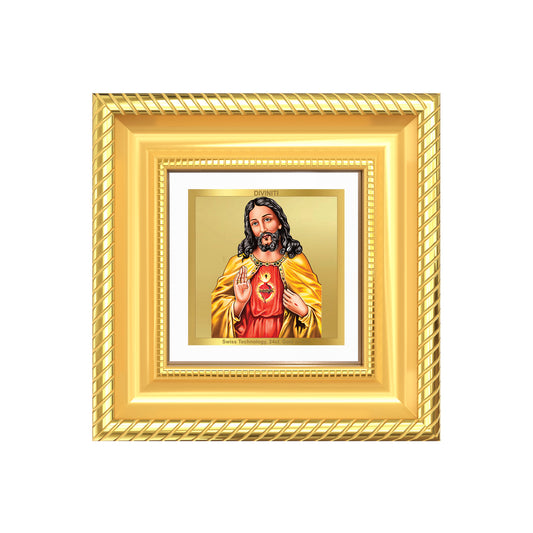 Diviniti Jesus Christ Tabletop Photo Frame in 24K Gold Plated Foil | Faith, Love & Divine Blessings | DG015S1A (10x10 CM)