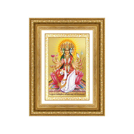 Diviniti 24K Gold Plated Gayatri Maa (Classic) Divine Wall Frame for Home Mandir & Office Decor | Luxury Spiritual Gift