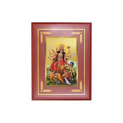 Diviniti 24K Gold Plated Durga Mahishasura Mardini Blessing Tabletop Photo Frame | Strength, Victory & Divine Grace