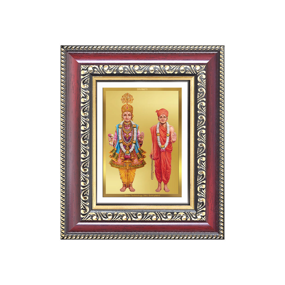 Diviniti 24K Gold Plated Swaminarayan (Classic) Divine Table Top Frame for Home Mandir & Office Decor | Luxury Spiritual Gift