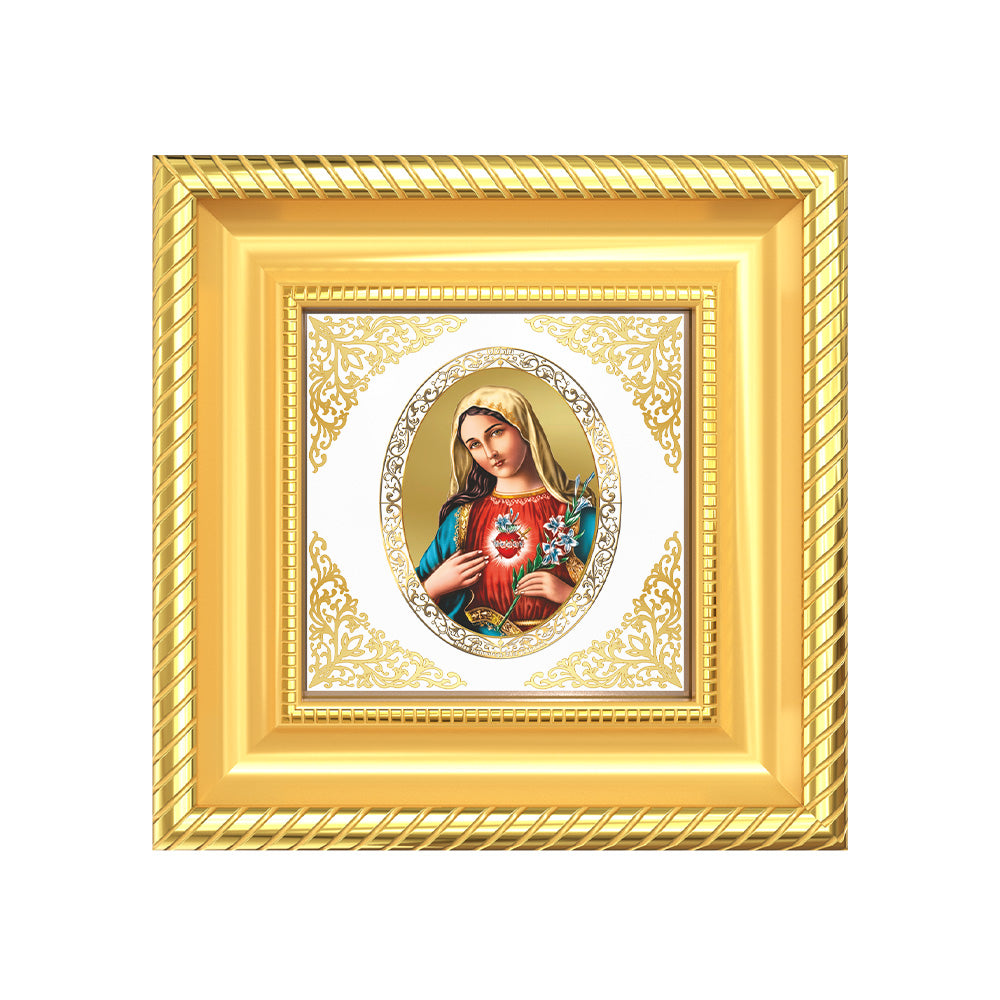 Mother Mary | Divine Holy Mother Royal Tabletop Photo Frame in 24K Gold Plated Foil