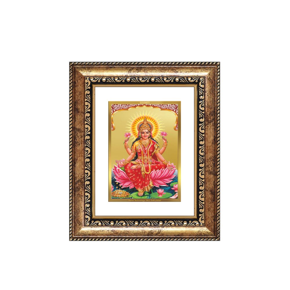 Diviniti 24K Gold Plated Lakshmi Divine Table Top Frame for Home Mandir & Office Decor | Luxury Spiritual Gift