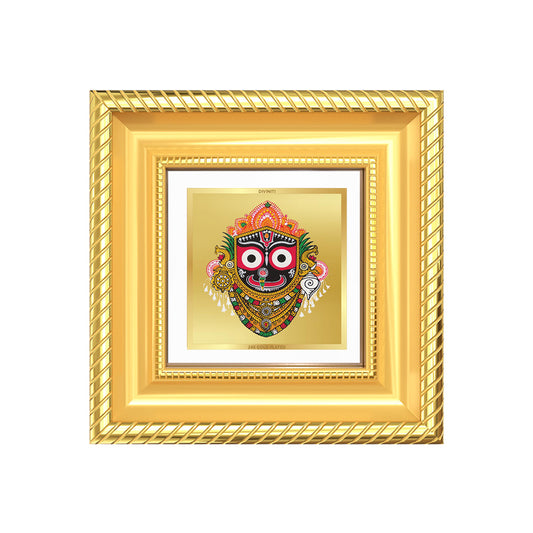 Diviniti Lord Jagannath Tabletop Photo Frame in 24K Gold Plated Foil | Devotion, Protection & Divine Blessings | DG015S1A (10x10 CM)