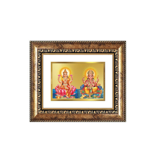 Diviniti 24K Gold Plated Lakshmi Ganesha Divine Table Top Frame for Home Mandir & Office Decor | Luxury Spiritual Gift