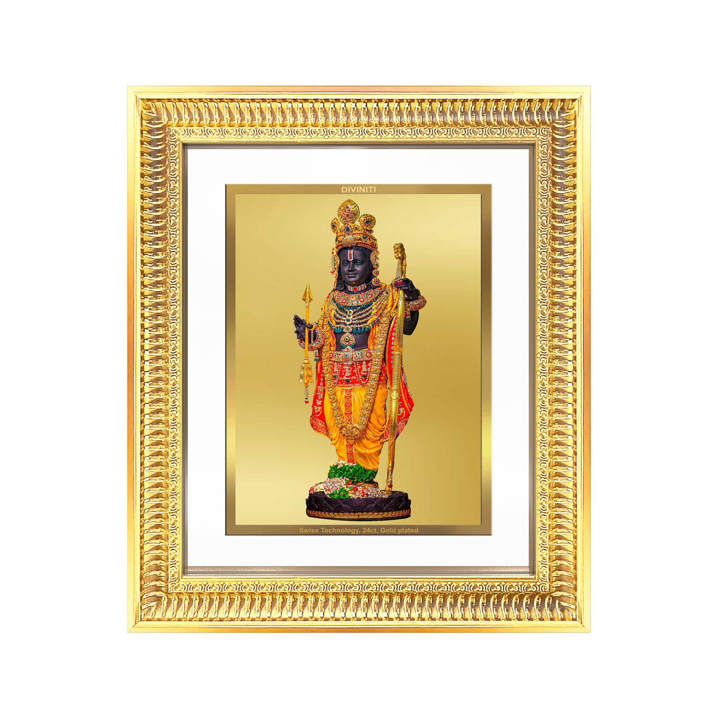 Diviniti 24K Gold Plated Ram Lalla With Arch (Classic) Divine Wall Frame for Home Mandir & Office Decor | Luxury Spiritual Gift