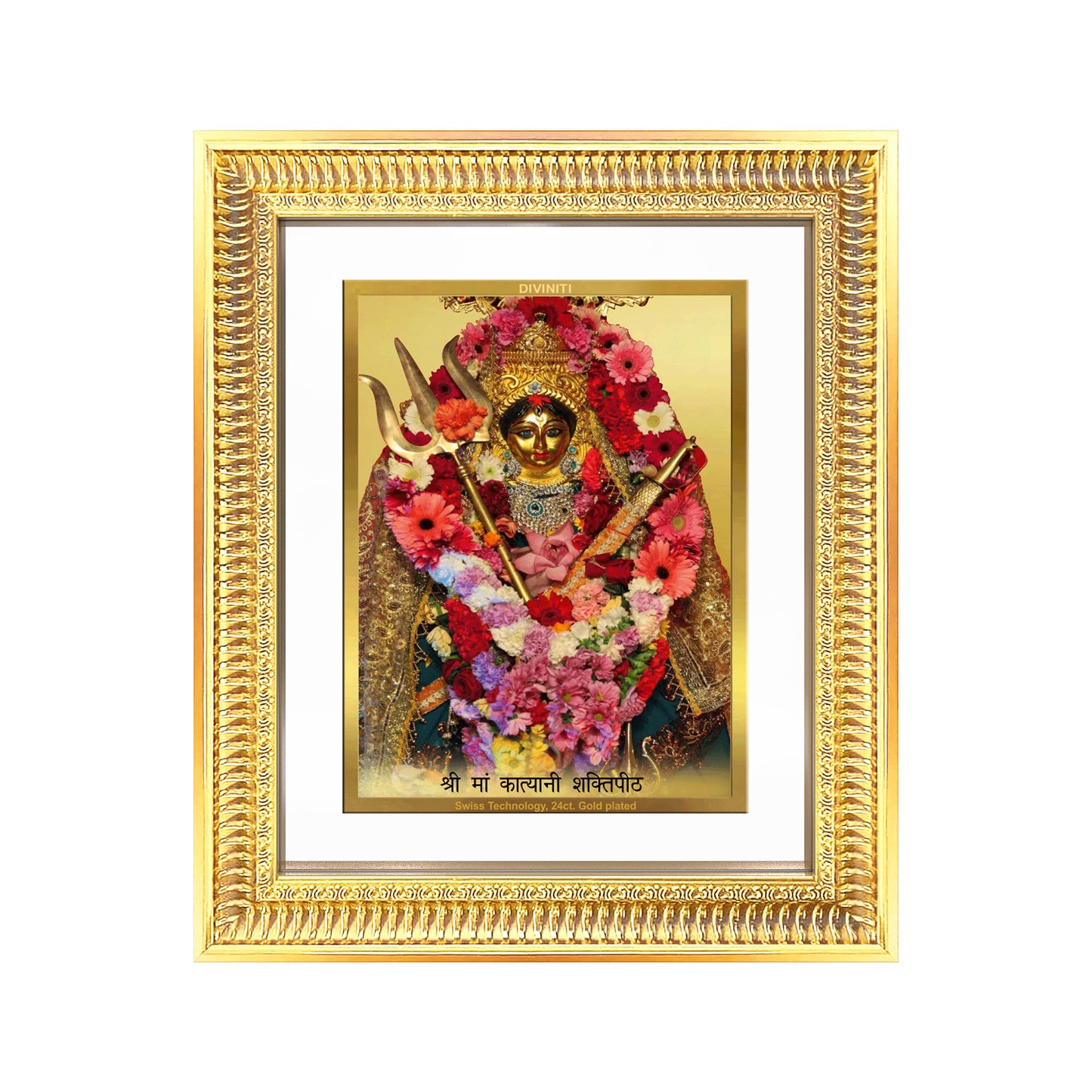 Diviniti 24K Gold Plated Katyayani Mata (Classic) Divine Wall Frame for Home Mandir & Office Decor | Luxury Spiritual Gift