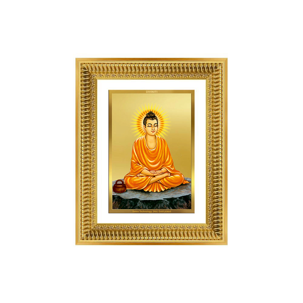 Diviniti 24K Gold Plated Buddha (Classic) Divine Wall Frame for Home Mandir & Office Decor | Luxury Spiritual Gift
