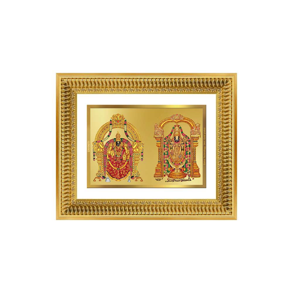 Diviniti 24K Gold Plated Padmavati And Balaji (Classic) Divine Wall Frame for Home Mandir & Office Decor | Luxury Spiritual Gift