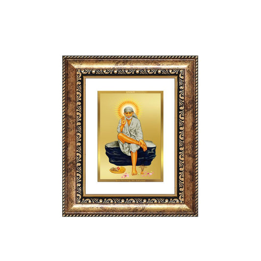 Diviniti 24K Gold Plated Sai Baba Divine Table Top Frame for Home Mandir & Office Decor | Luxury Spiritual Gift