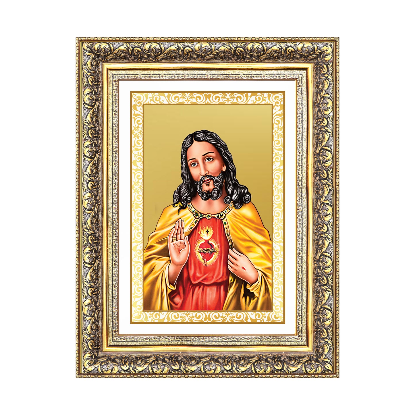 Diviniti 24K Gold Plated Jesus Christ (Classic) Divine Wall Frame for Home Mandir & Office Decor | Luxury Spiritual Gift