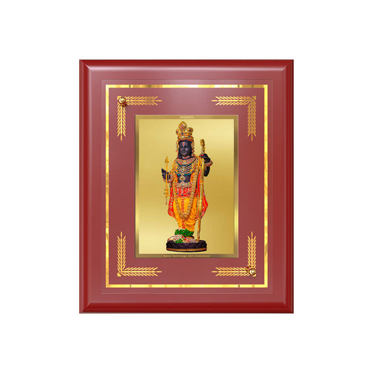 DIVINITI 24K Gold Plated Foil Ram Lalla Stylish Photo Frame Idol for Puja Room, Table Top, Home Decor, Wall Hanging, Gift|MDF Size 1 (16x13.5 CM)