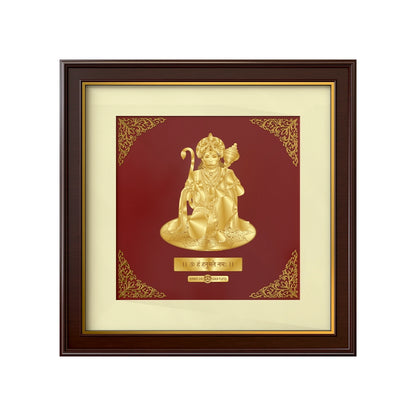 Hanuman Ji | Eternal Devotion, Power and Faith Gold on Gold Wall Hanging Frame in 24K Gold Plated Foil