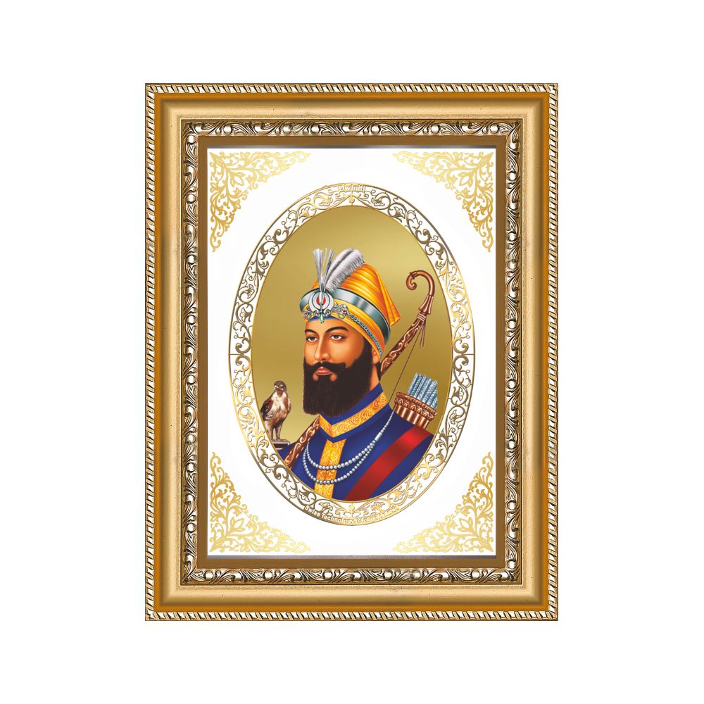 Guru Gobind Singh Ji | Sikh Guru Wall & Tabletop Royal Photo Frame in 24K Gold Plated Foil