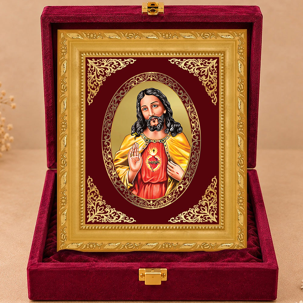 24K Gold-Plated Jesus Christ Frame | Premium Gift Box | 17.5x21.5 CM