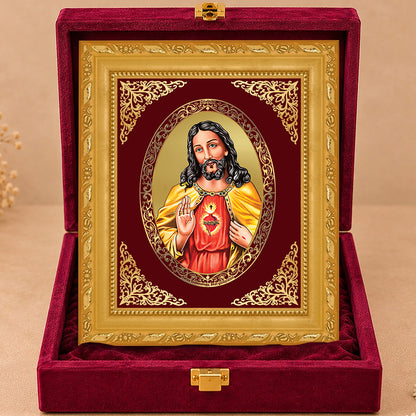 24K Gold-Plated Jesus Christ Frame | Premium Gift Box | 17.5x21.5 CM