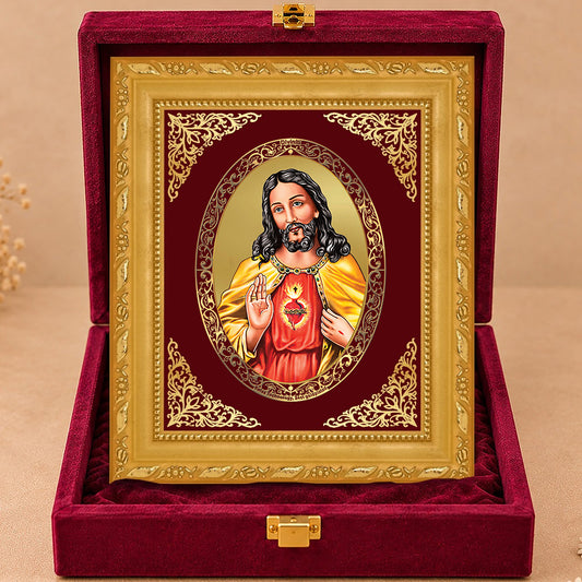 24K Gold-Plated Jesus Christ Frame | Premium Gift Box | 17.5x21.5 CM