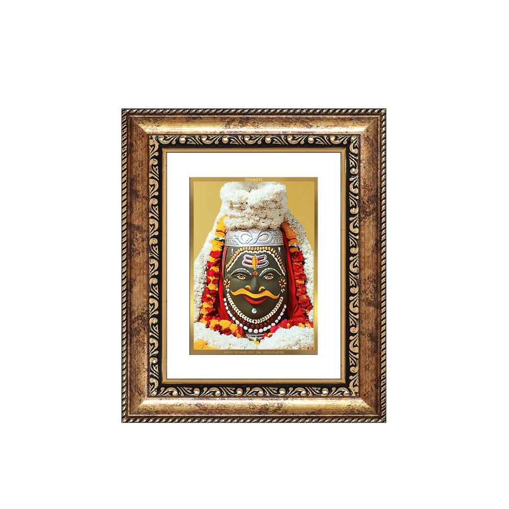 Diviniti 24K Gold Plated Mahakaleshwar Divine Table Top Frame for Home Mandir & Office Decor | Luxury Spiritual Gift