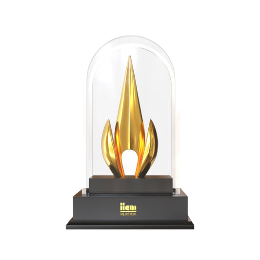 Luxury Flame of Excellence Personalized Trophy Premium Crystal Dome Award with Golden Flame Sculpture
