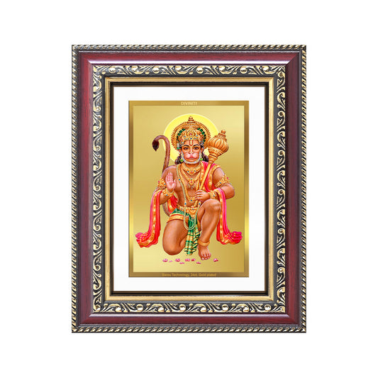 Diviniti 24K Gold Plated Hanuman With Blessings (Classic) Divine Wall and Table Top Frame for Home Mandir & Office Decor | Luxury Spiritual Gift