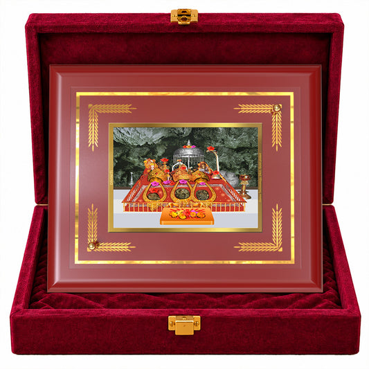 24K Gold-Plated Vaishno Devi Darbar MDF Frame | Premium Gift Box | 26x20 CM