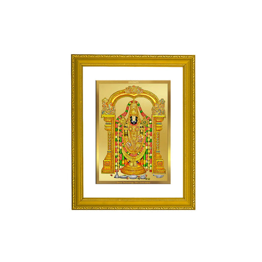 DIVINITI 24K Gold Plated Foil Tirupati Balaji Photo Frame Idol for Home Wall Decor, Workshop, Table Top, Gift|DG101 Size 2 (22.6x18.4 CM)
