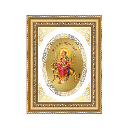 Durga Mata with Sacred Mantra | Divine Wall & Tabletop Royal Photo Frame in 24K Gold Plated Foil
