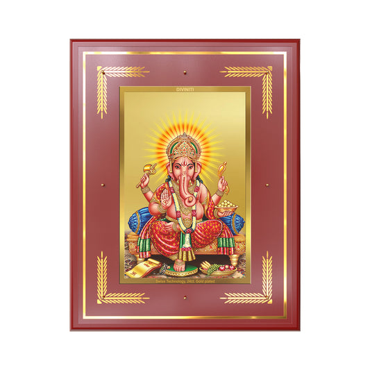 Diviniti Lord Ganesha Wall Photo Frame in 24K Gold Plated Foil | Wisdom, Prosperity & Auspicious Beginnings