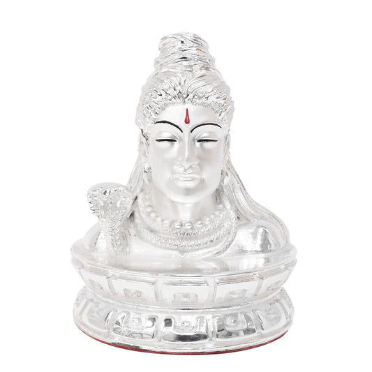 DIVINITI 999 Silver Plated Shiv Adiyogi Idol Statue Wisdom and Spiritual Inner Strength for Home, Office Décor Tabletop, Puja Room Gift (10x8 CM)