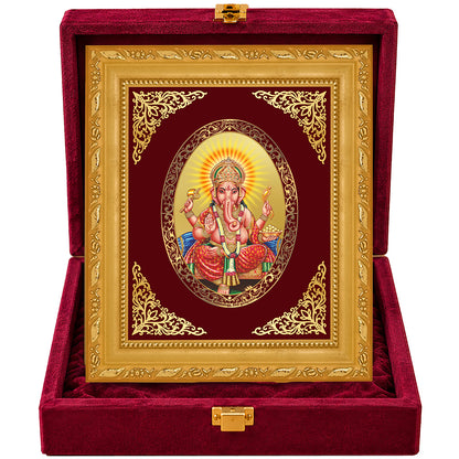 24K Gold-Plated Lord Ganesha Frame | Premium Gift Box | 16x13.5 CM