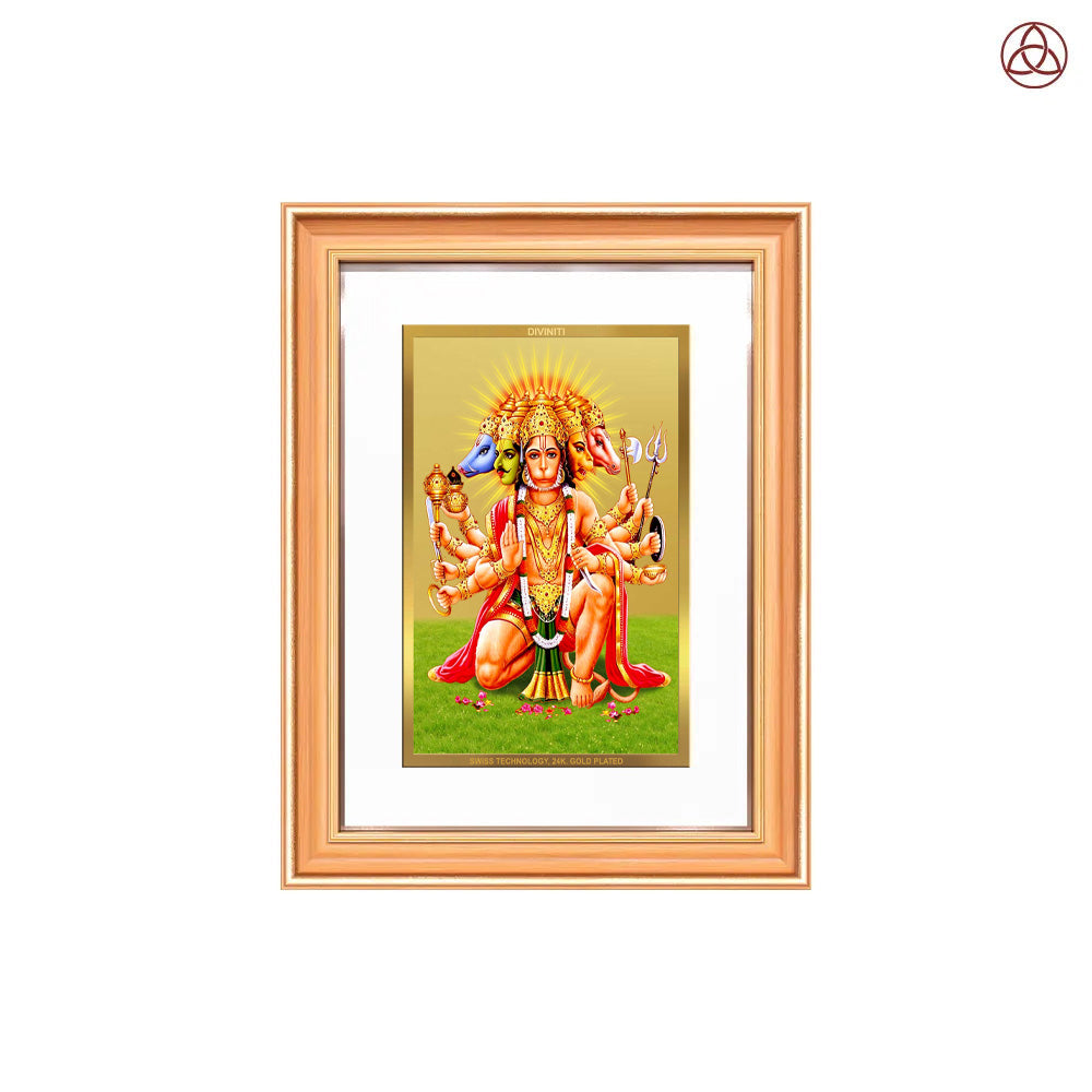 Panchmukhi Hanuman | Five-Faced Hanuman Wall Photo Frame in 24K Gold Plated Foil