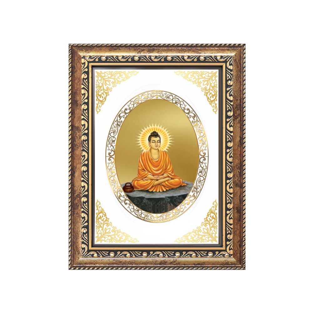 Lord Buddha | Divine Peace Wall & Tabletop Royal Photo Frame in 24K Gold Plated Foil